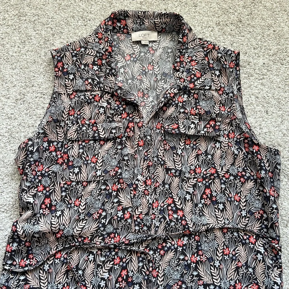 LOFT Outlet Floral Mini Tie Waist Dress - Picture 2 of 8